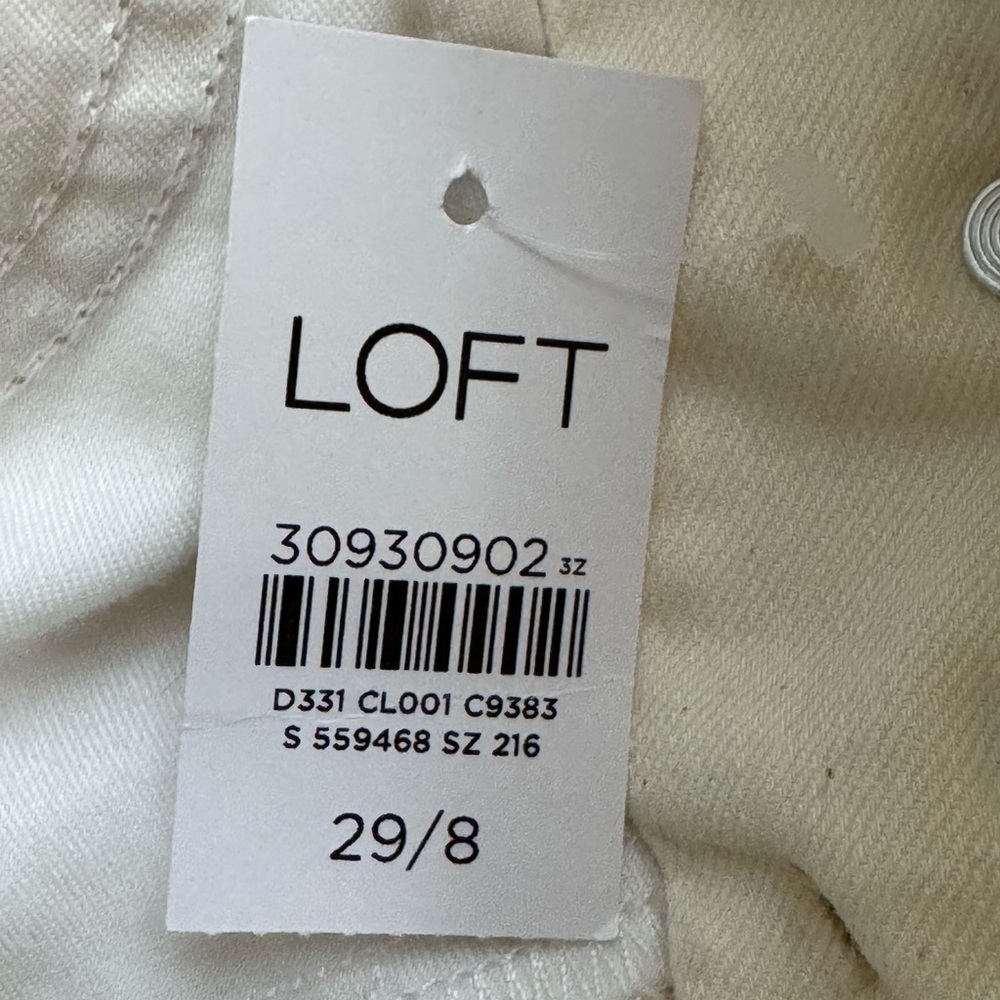 NWT Loft Cream Button Front High Waist Skinny Ankle Jeans Size 29/8 - Picture 11 of 12